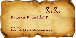 Kriska Kristóf névjegykártya